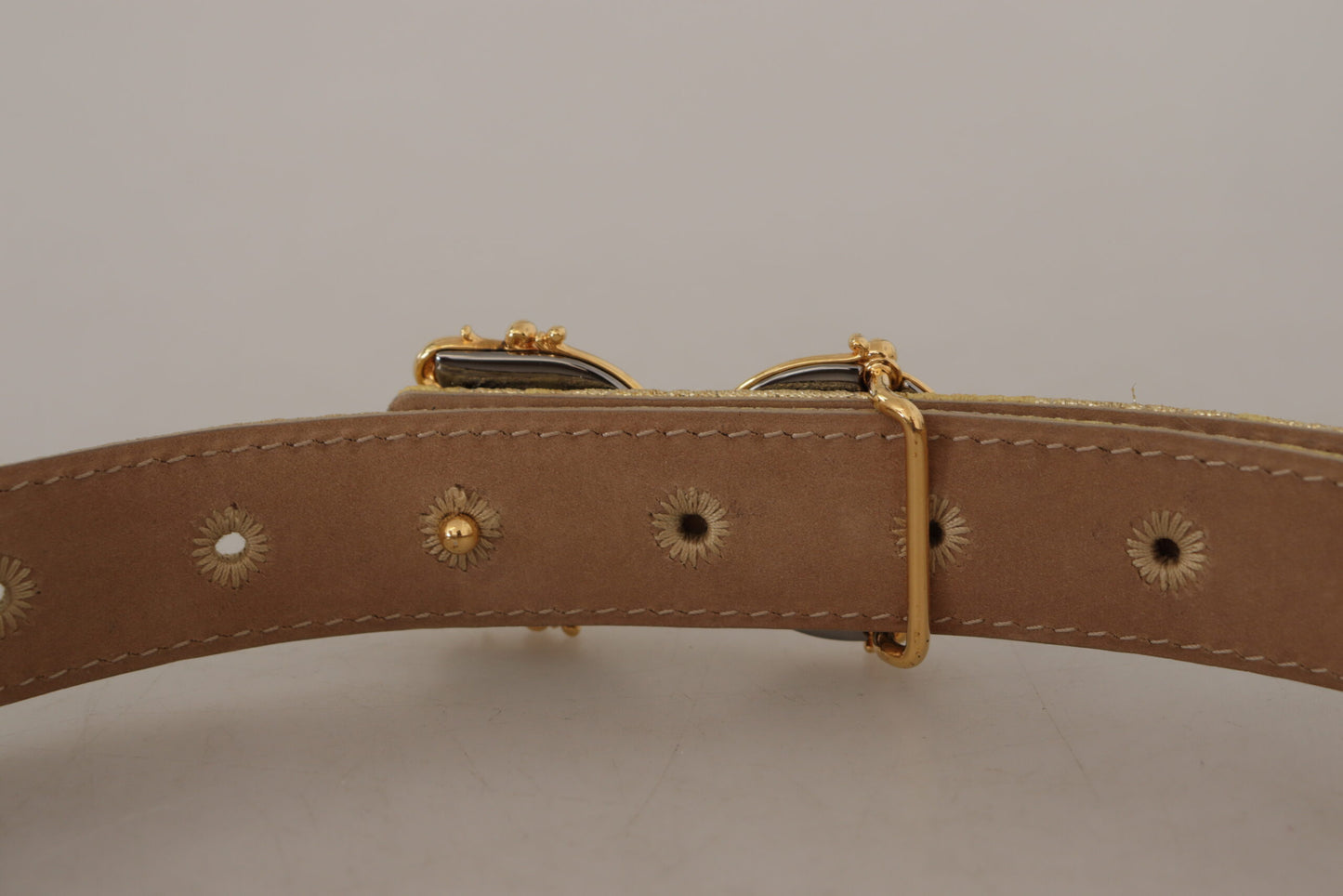 Elegant Gold-Tone Leather Belt