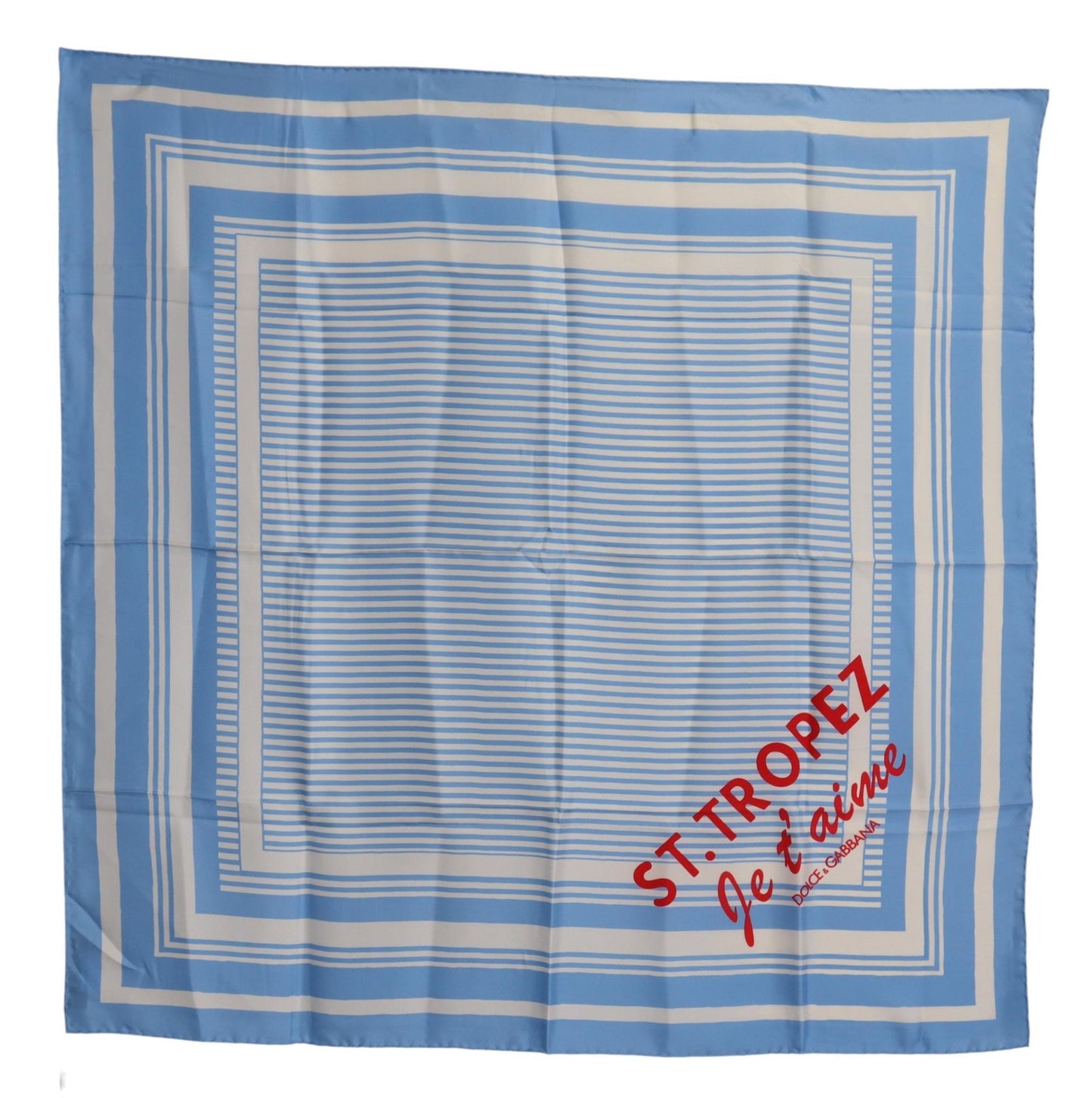 Elegant Striped Silk Square Scarf with St. Tropez Print