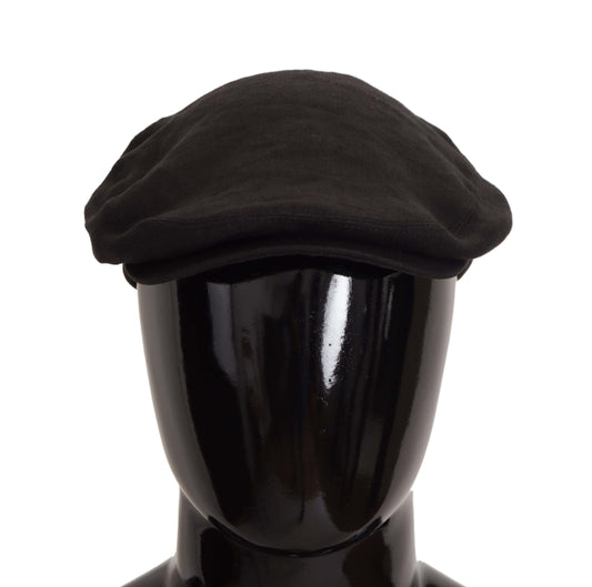 Elegant Black Linen Newsboy Cap