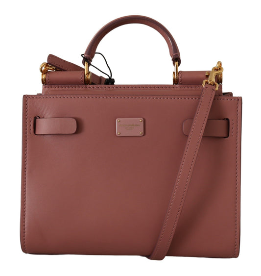 Elegant Sicily Leather Shoulder Bag in Pink