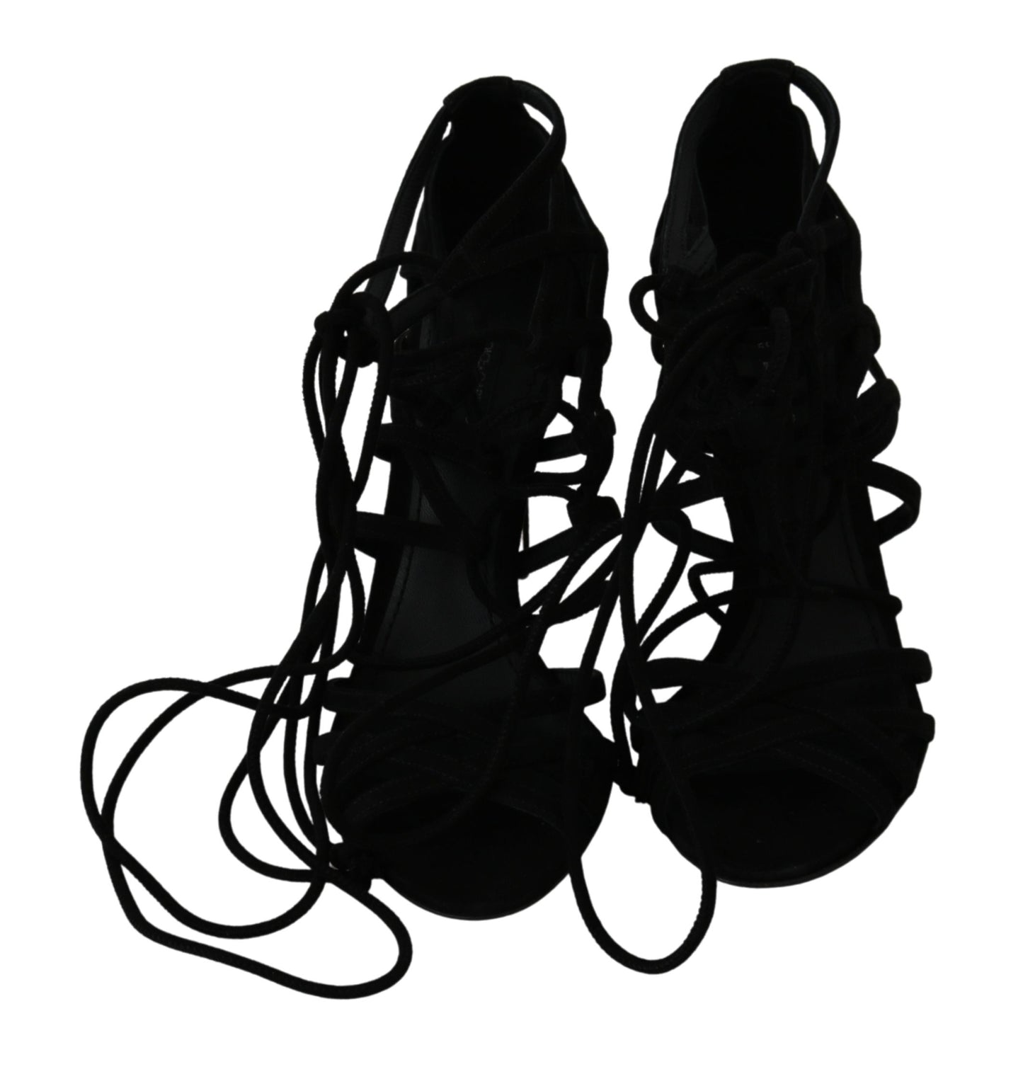 Elegant Black Suede Stiletto Ankle Strap Sandals