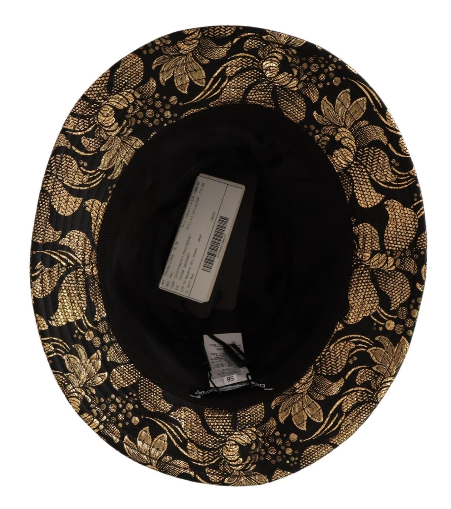 Elegant Gold-Threaded Black Bucket Hat