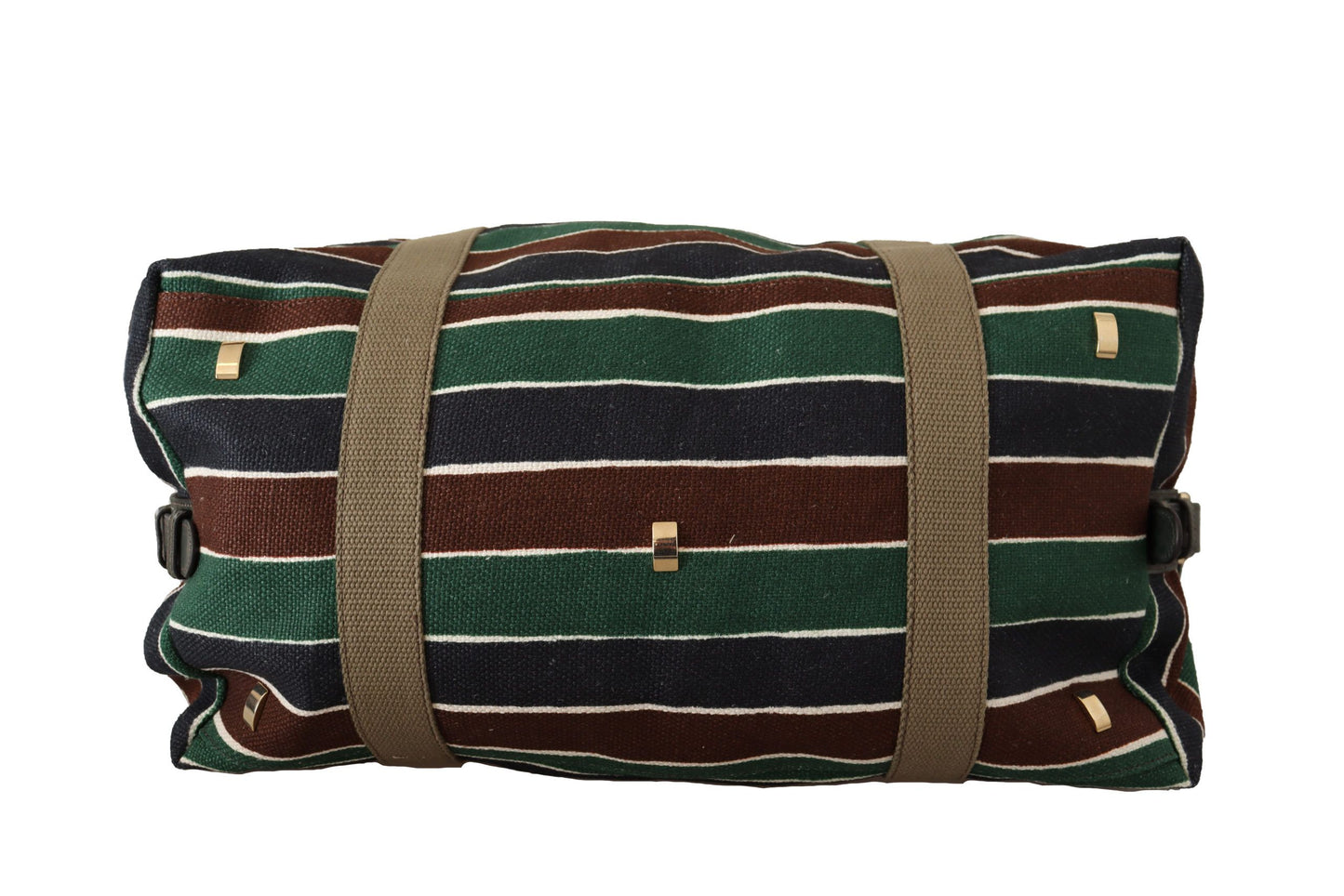 Sophisticated Striped Linen-Leather Travel Bag