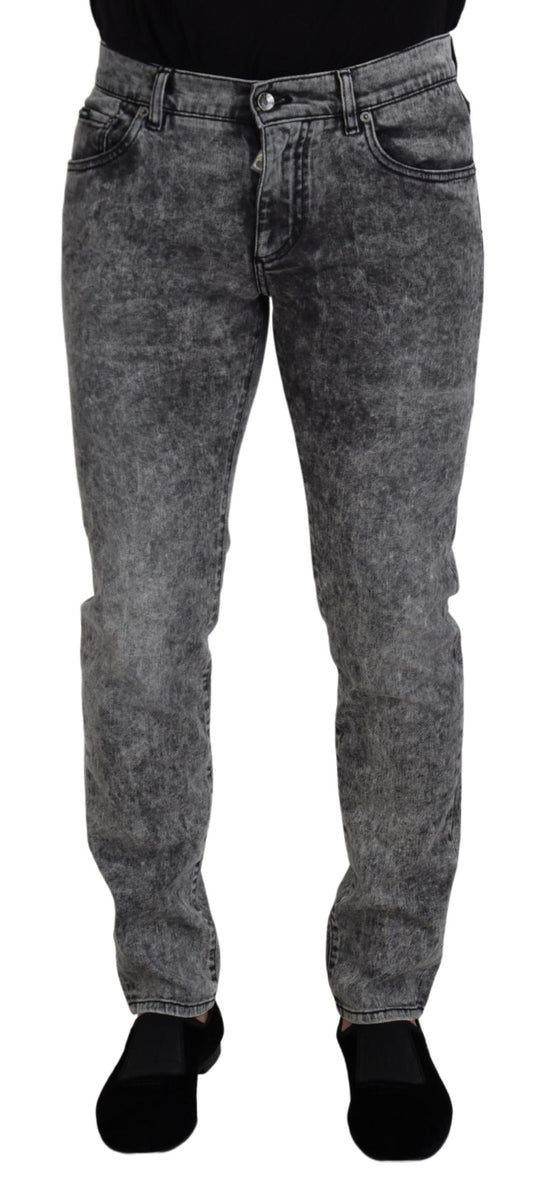 Elegant Gray Washed Denim Pants