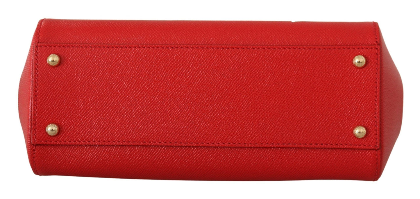 Elegant Red Sicily Leather Shoulder Bag