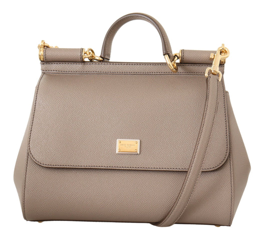 Elegant Beige Sicily Medium Leather Bag