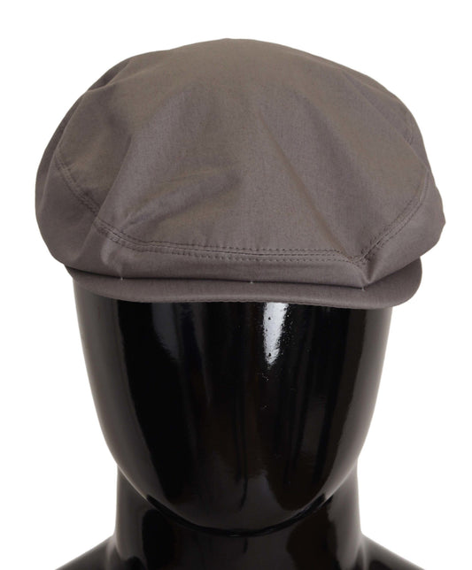 Elegant Gray Cotton Newsboy Hat