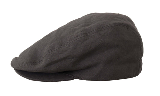 Stylish Dark Gray Linen Newsboy Hat