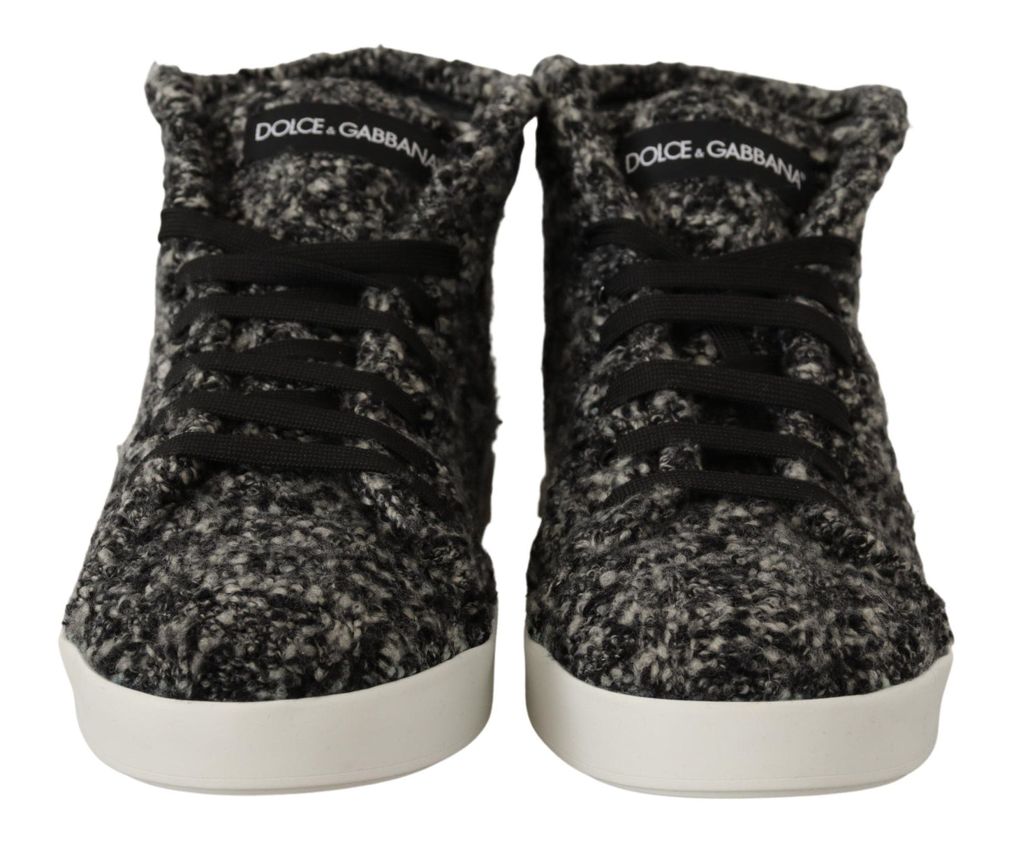Chic Black Wool-Cotton High Top Sneakers