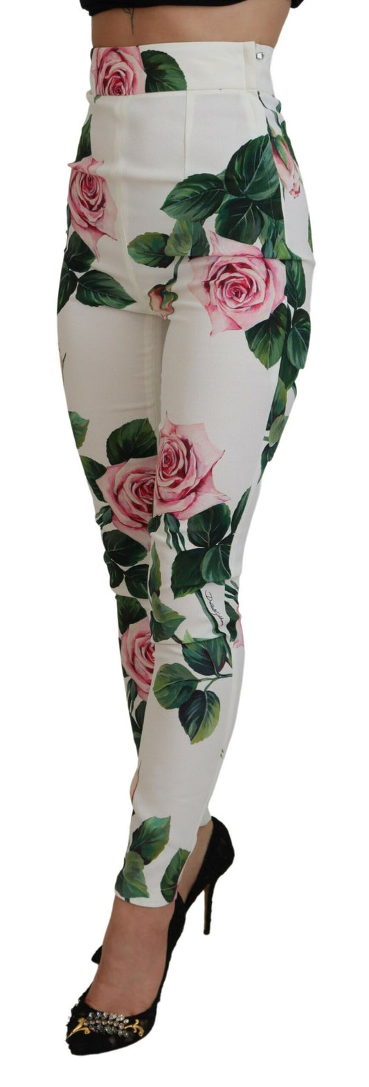 Elegant High Waist Floral Trousers
