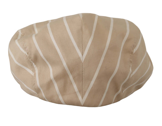 Elegant Striped Cotton Silk Newsboy Hat