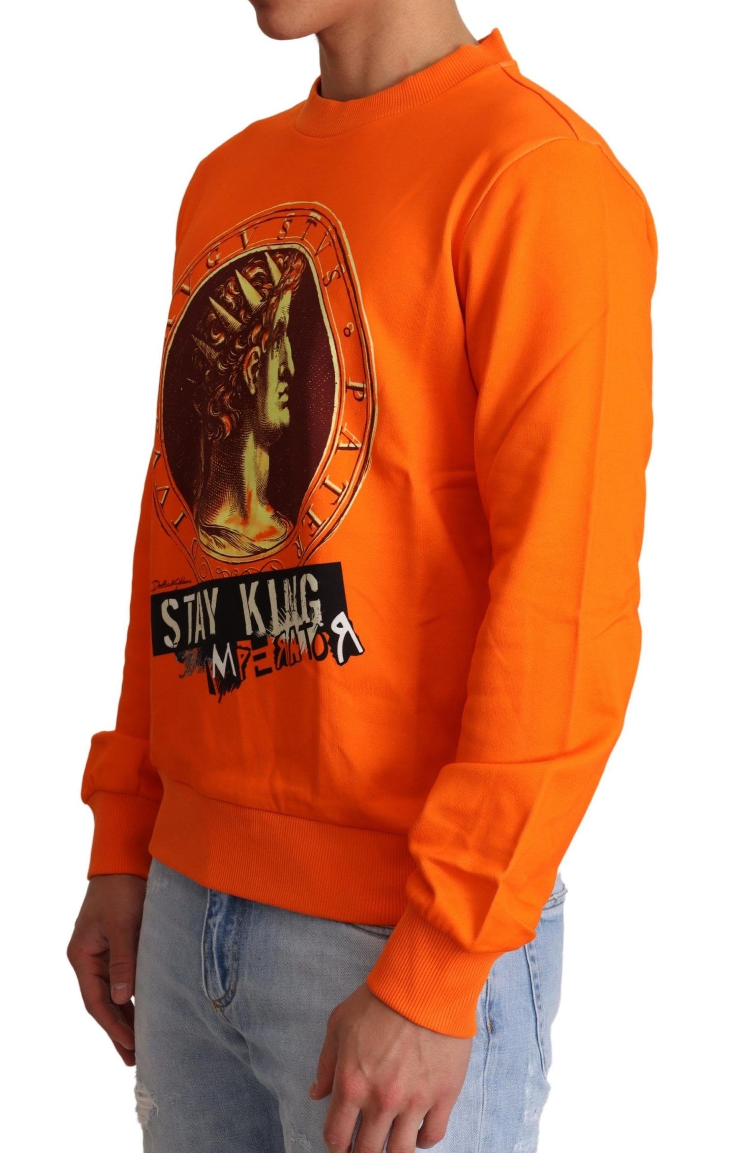 Regal Crewneck Cotton Sweater in Orange