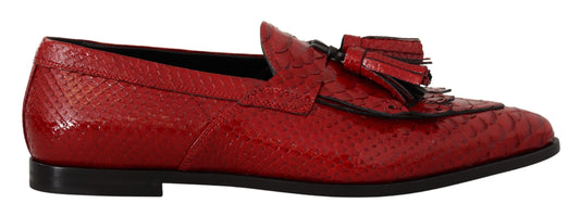 Red Exotic Leather Formal Slide Shoes