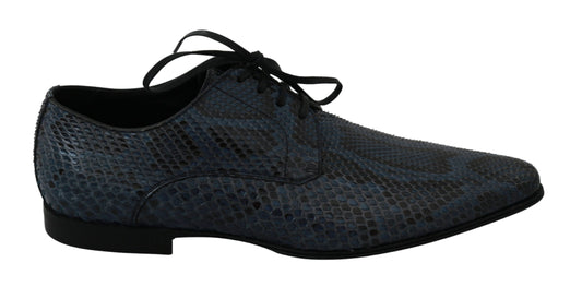 Elegant Blue Python Leather Dress Shoes