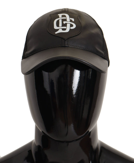 Elegant Black Leather Baseball Cap