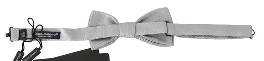 Elegant Silk Grey Paisley Bow Tie