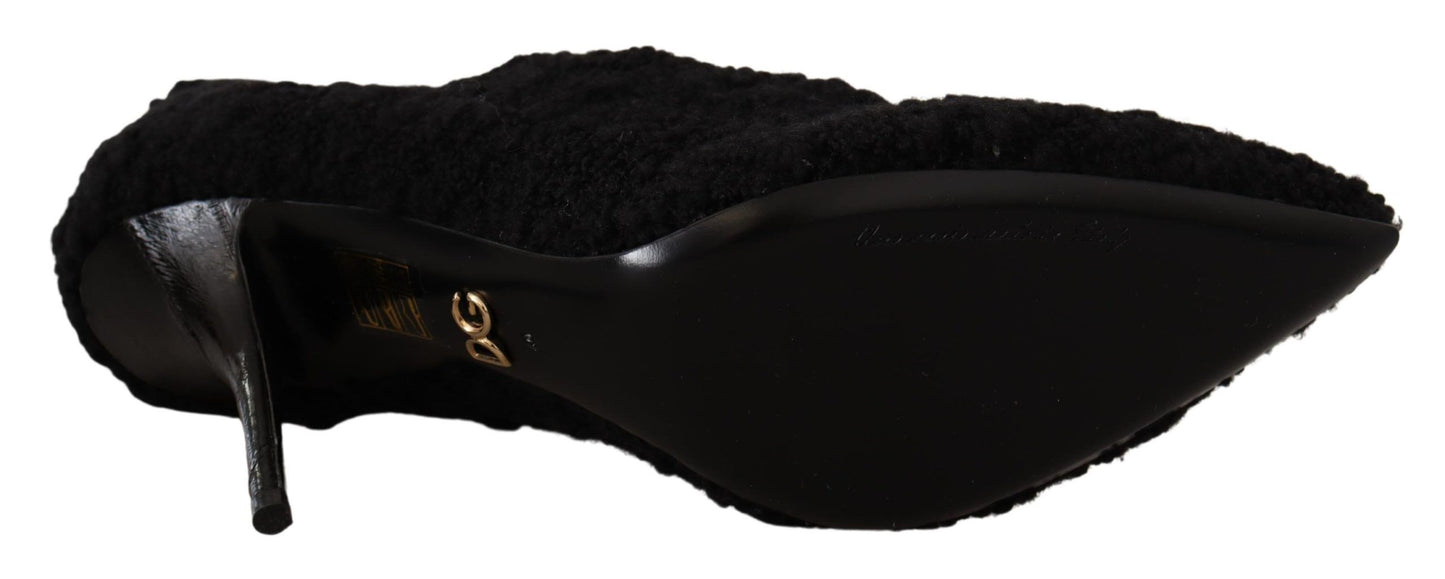 Elegant Black Mid-Calf Viscose Boots