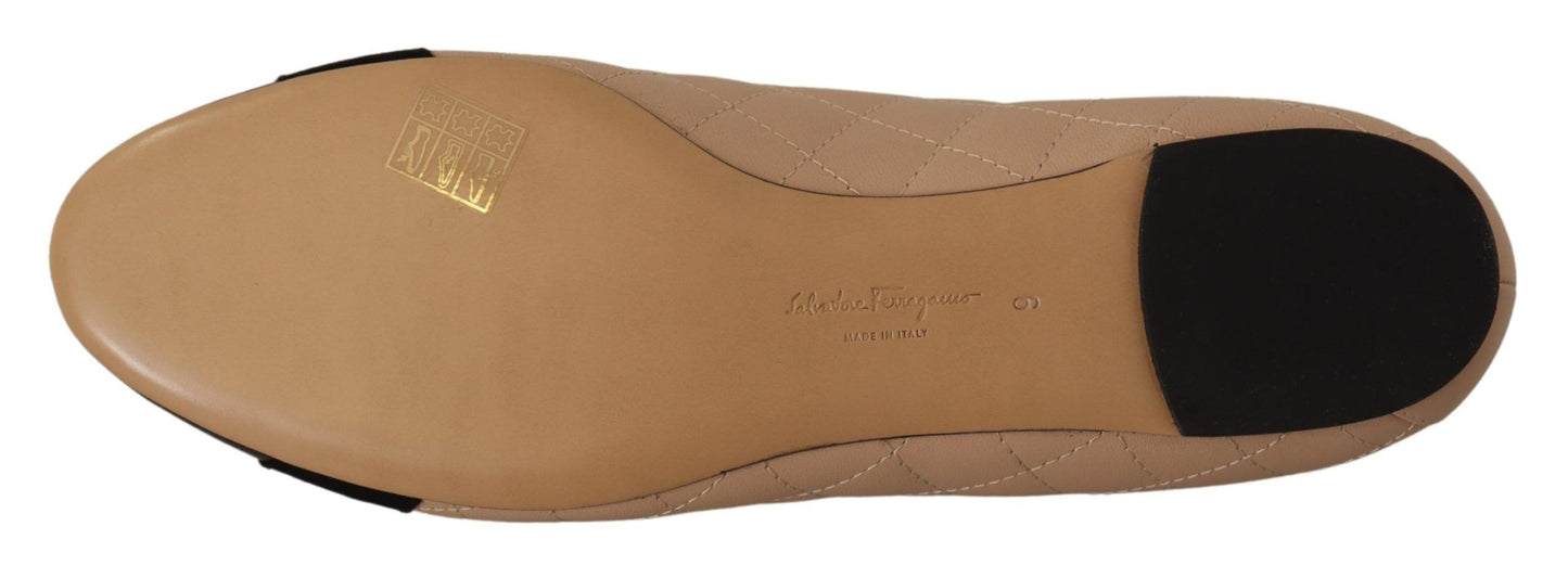 Elegant Quilted Leather Flats - Chic Dual-Tone Design