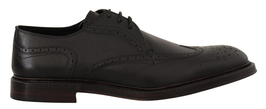Elegant Black Leather Formal Wingtip Shoes