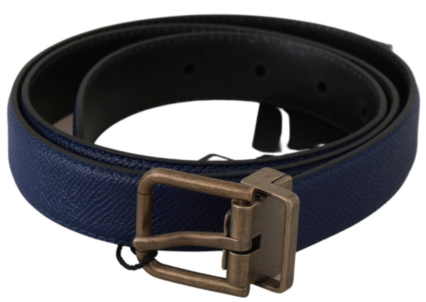 Blue Gold Brushed Buckle Leather Belt