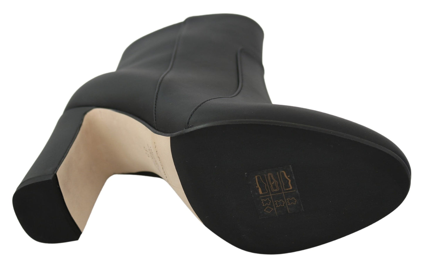 Elegant Black Leather High Heel Boots