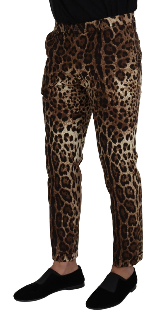 Chic Leopard Print Cotton Pants