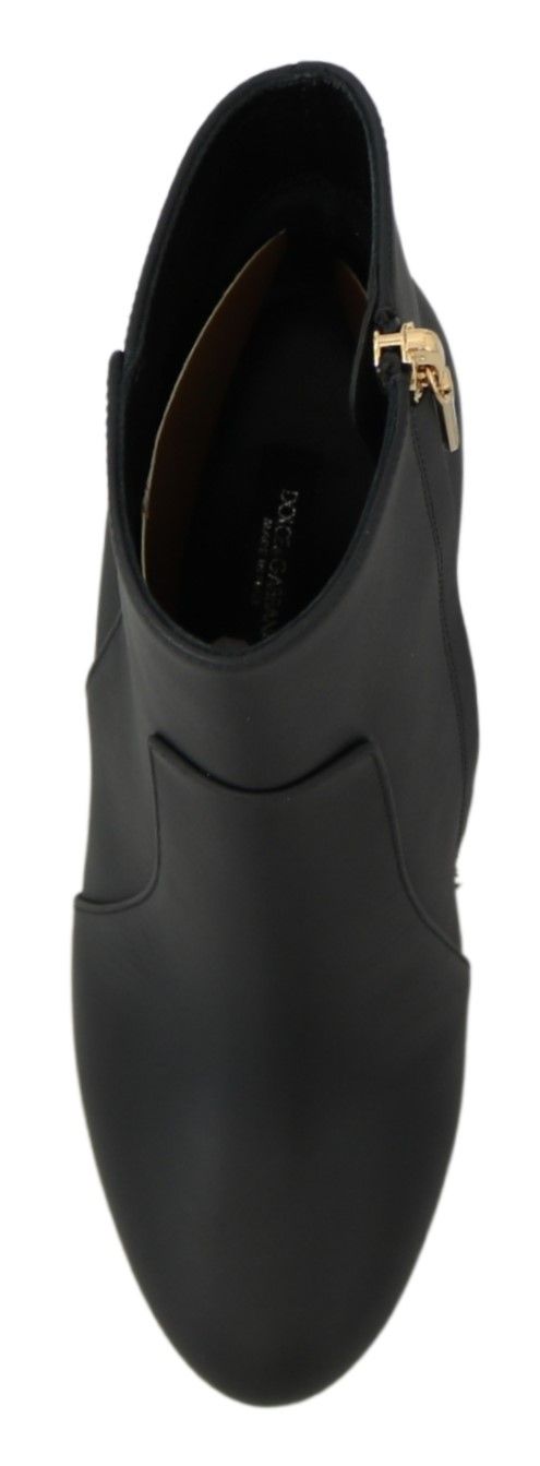 Elegant Black Leather High Heel Boots