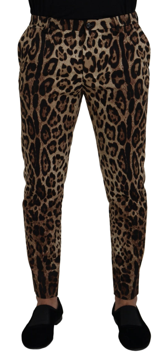 Elegant Leopard Print Cotton Pants