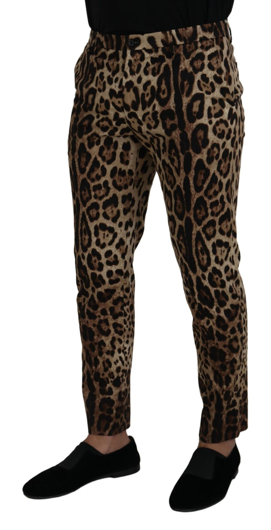 Elegant Leopard Print Cotton Pants