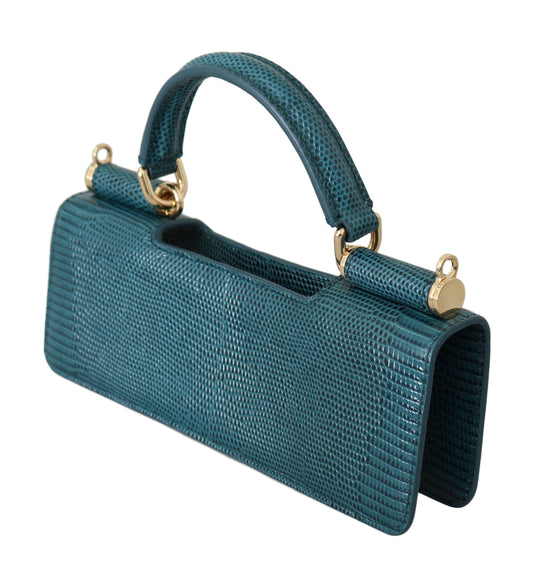 Elegant Blue Leather Top-Handle Flap Accessory