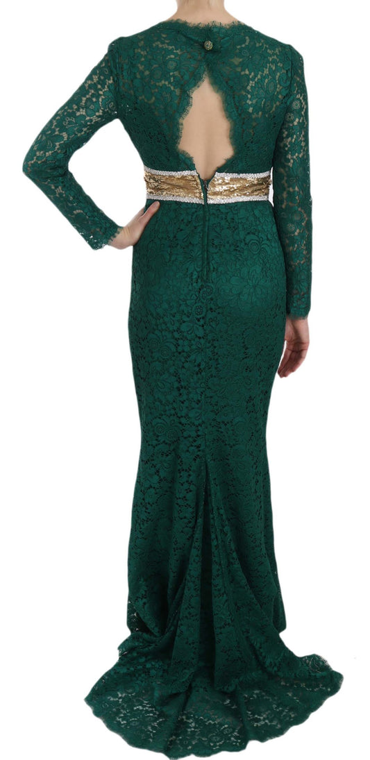 Emerald Elegance Long Sleeve Floor-Length Dress