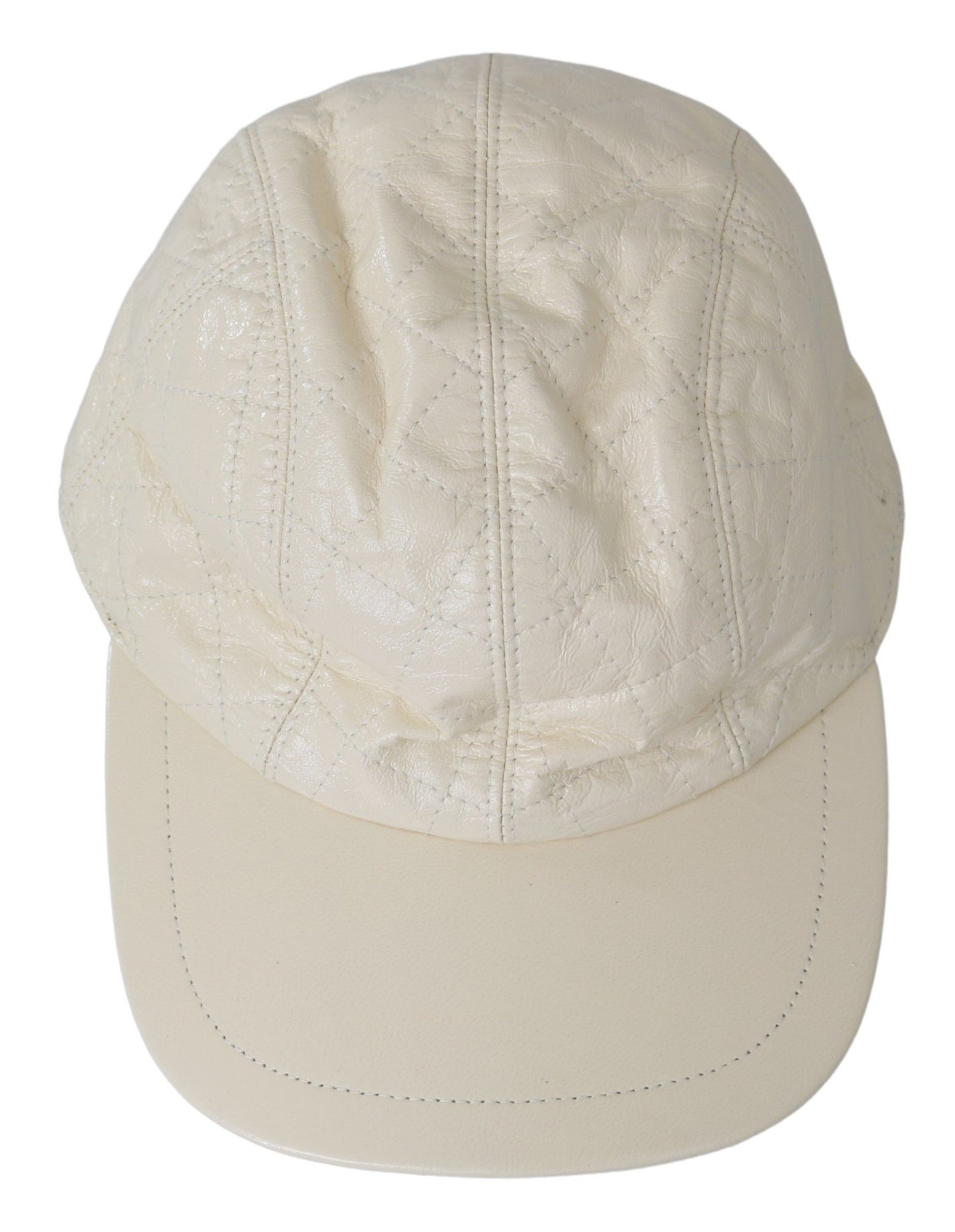 Elegant White Lambskin Leather Baseball Cap
