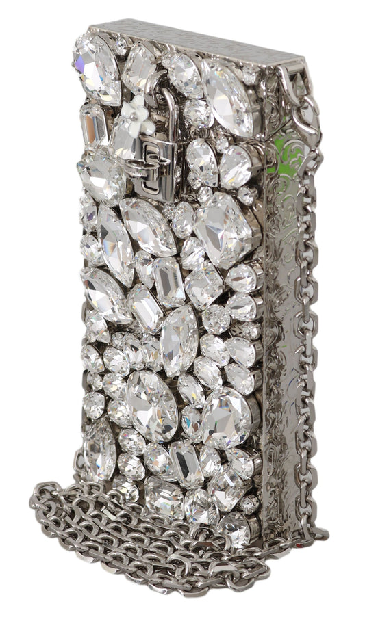 Elegant Silver Crystal Case Crossbody Purse
