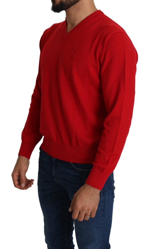 Iconic Embroidered Red Wool Sweater