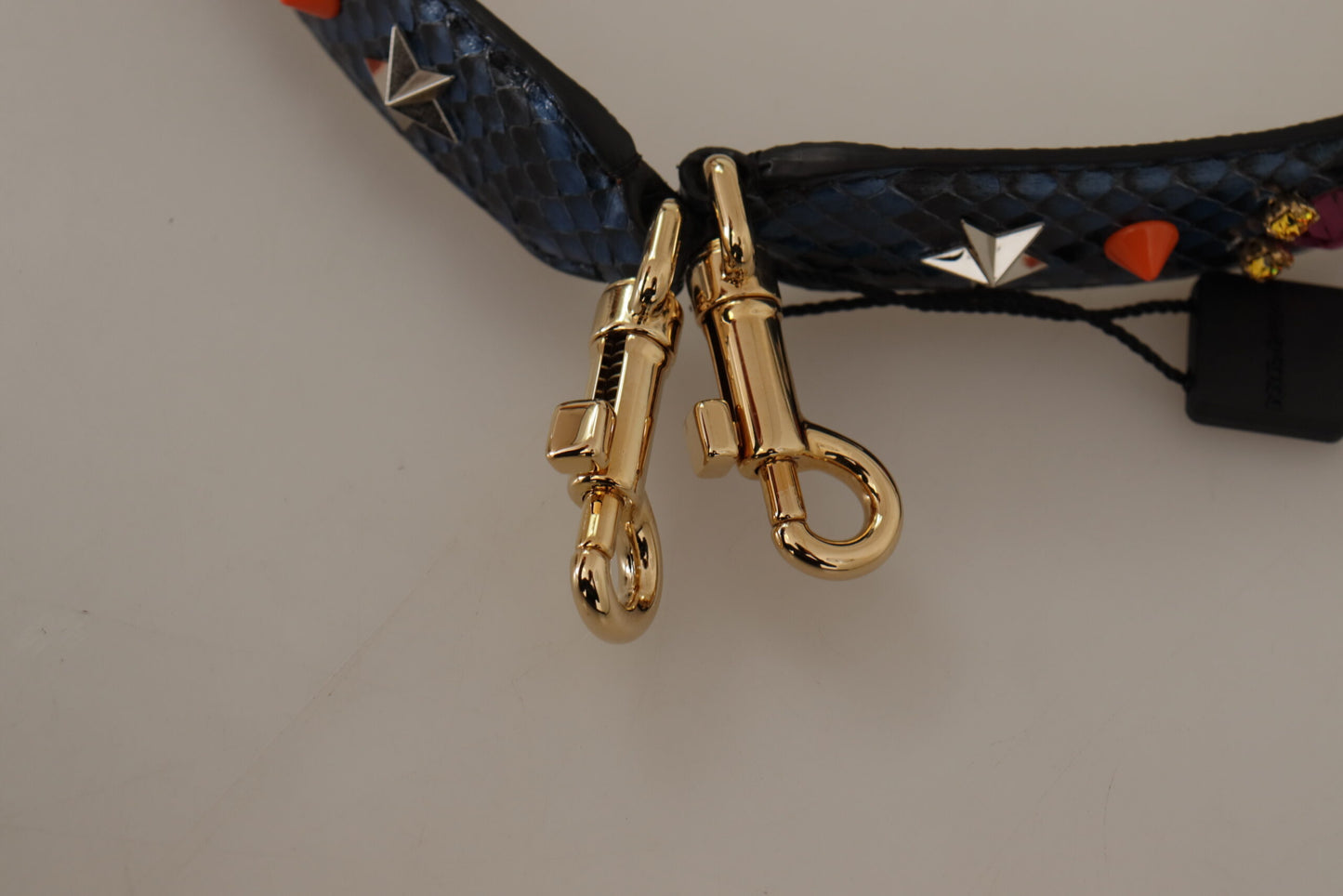 Elegant Blue Python Leather Bag Strap