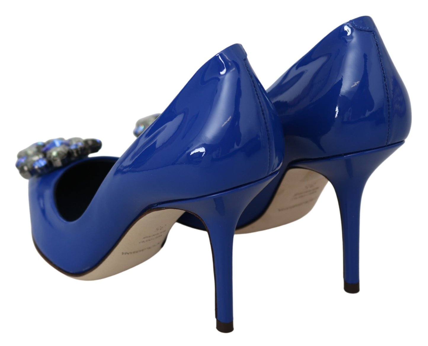 Electric Blue Patent Leather Pumps with Crystals