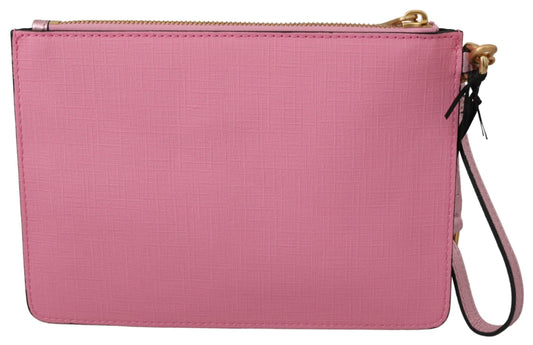 Elegant Light Pink Leather Clutch Bag