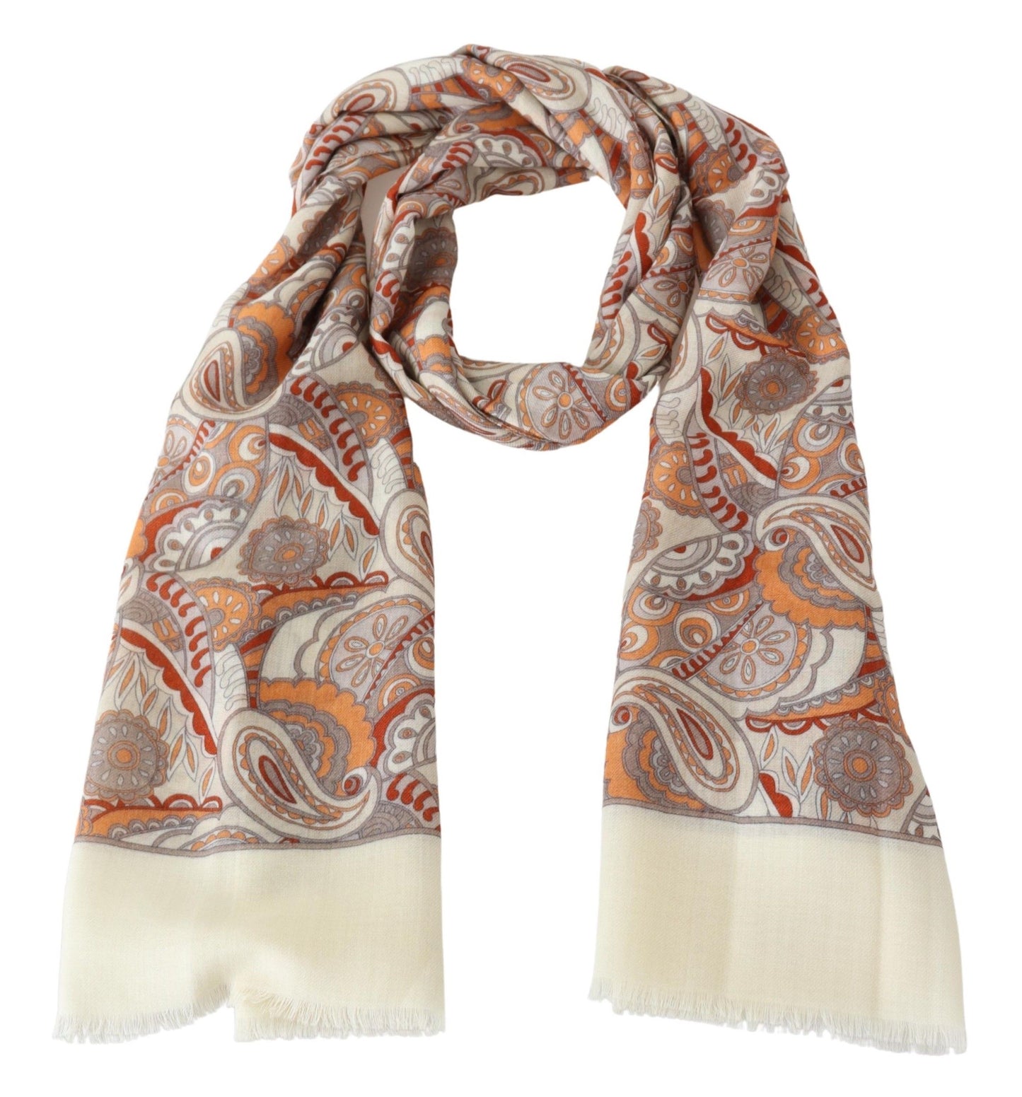 Elegant Wool Scarf with Paisley Pattern
