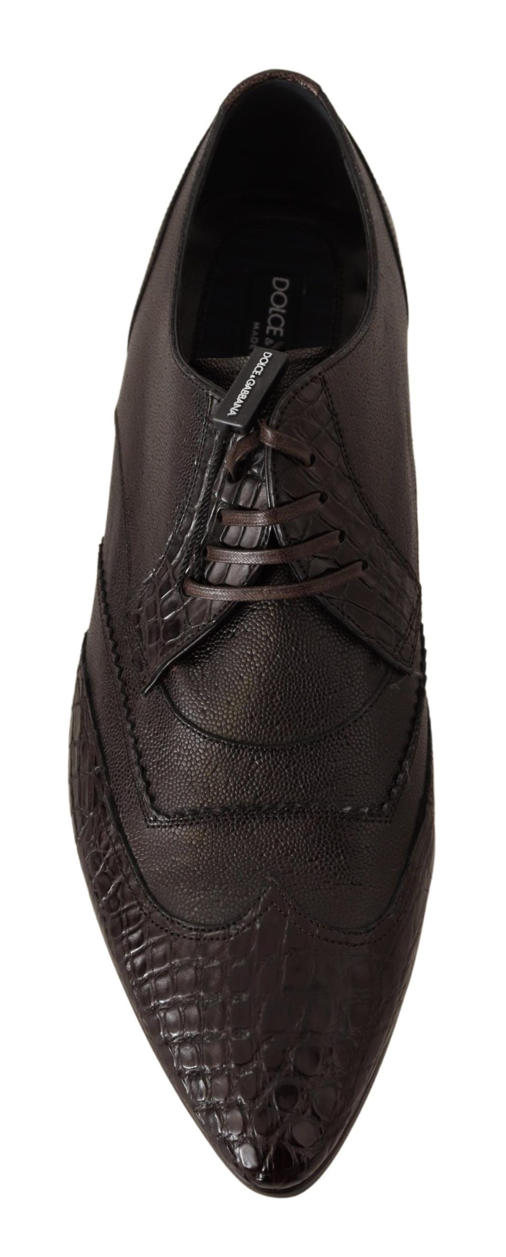 Exotic Caiman Derby Leather Shoes