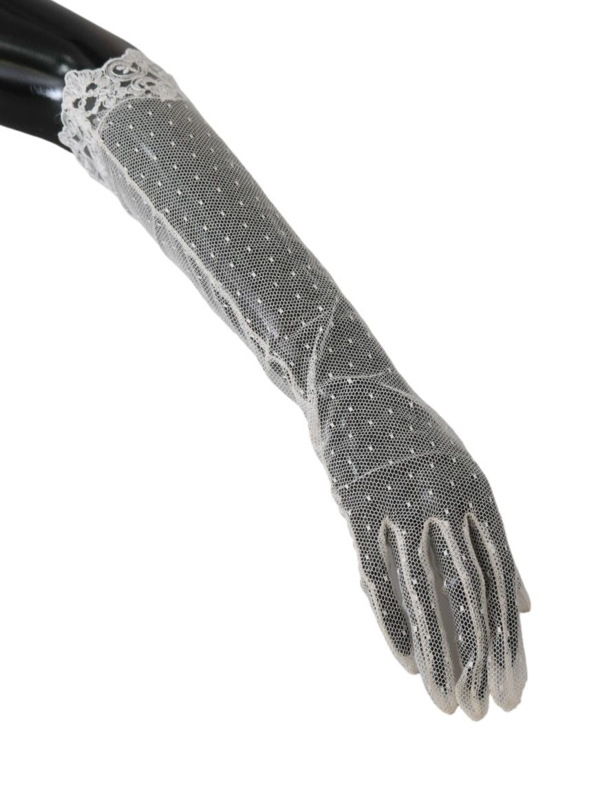 Elegant White Elbow Length Gloves
