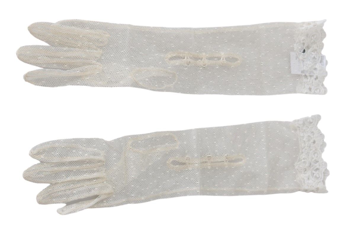 Elegant White Elbow Length Gloves