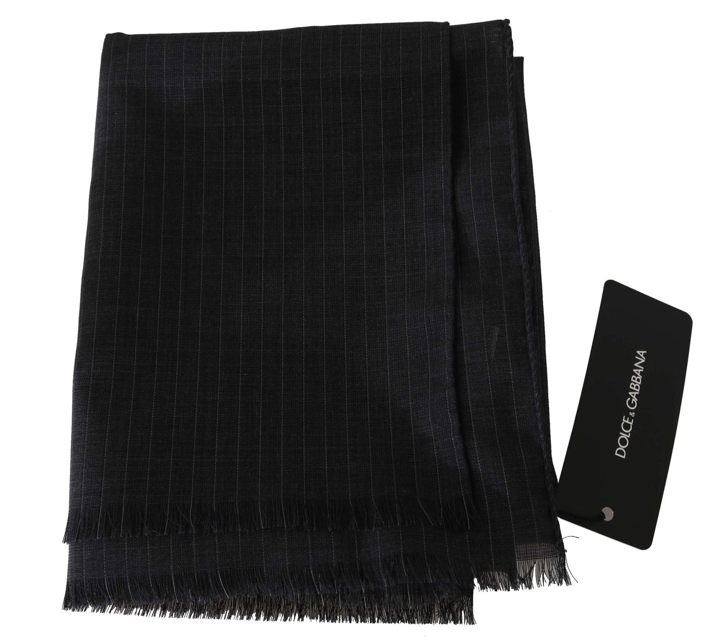 Gray 100% Wool Striped Pattern Wrap Scarf