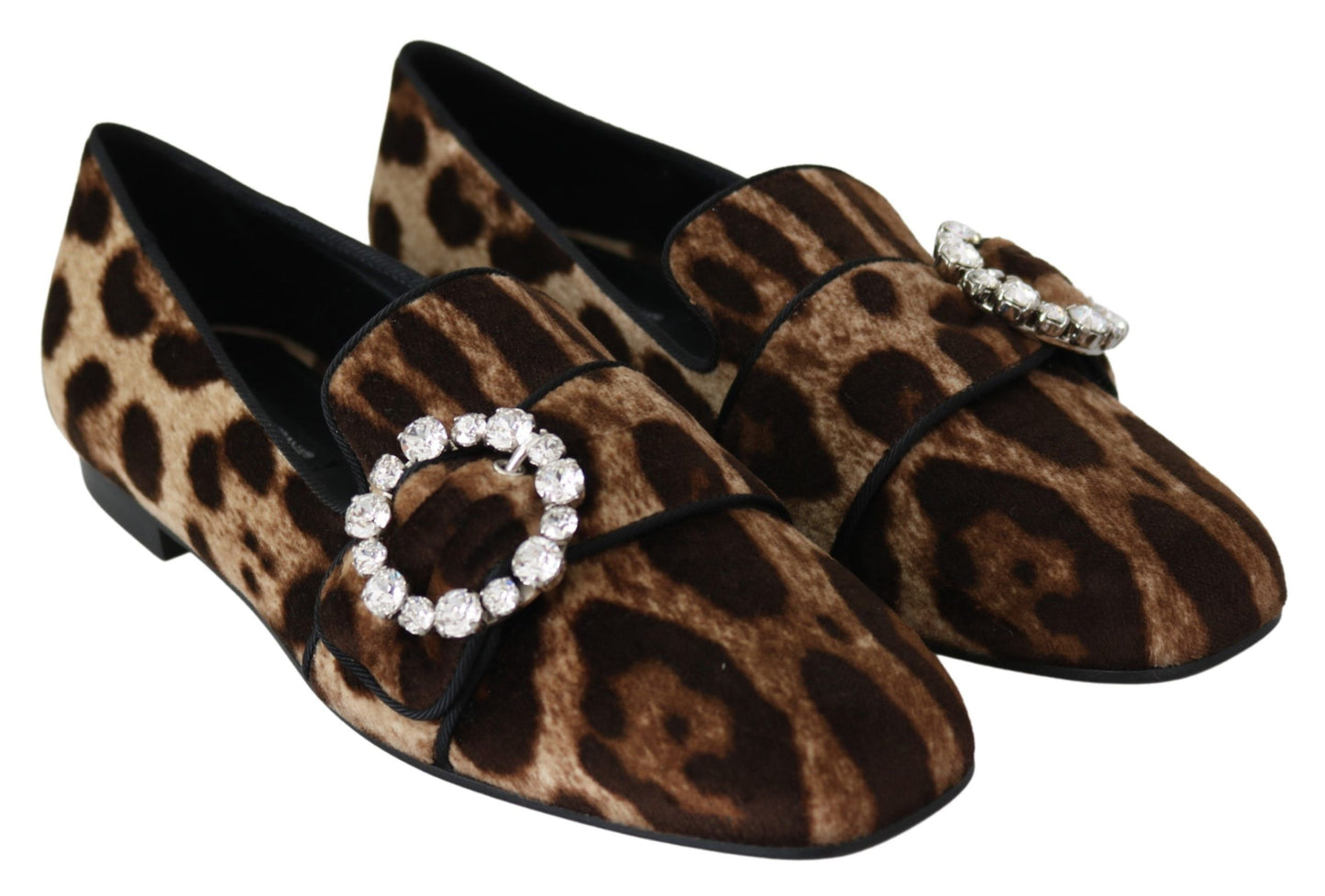 Leopard Print Crystal Embellished Loafers
