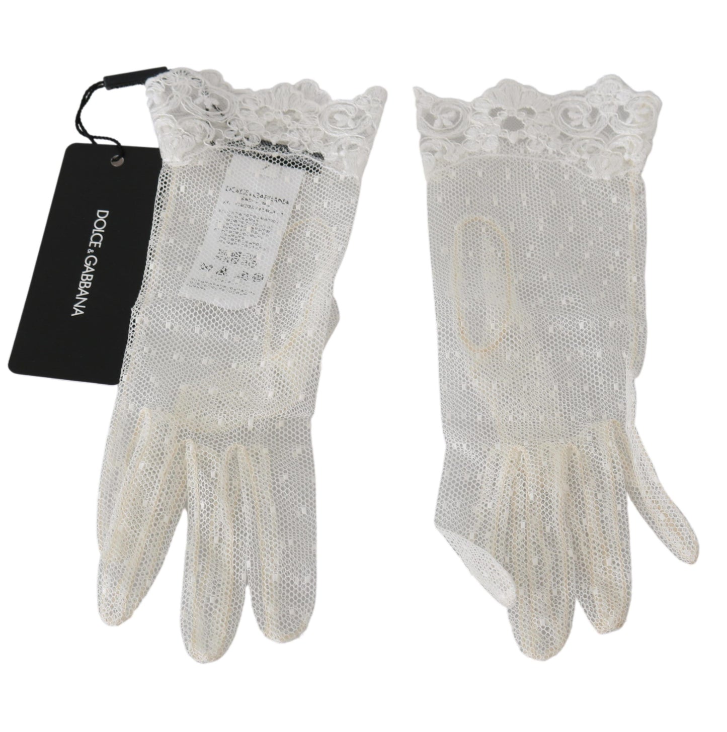 White Lace Wrist Length Mittens Cotton Gloves