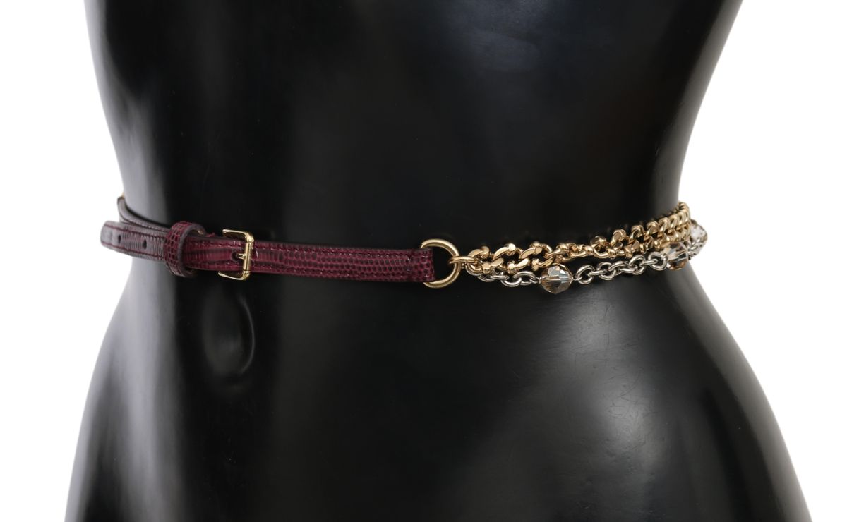 Crystal Studded Waist Belt in Purple