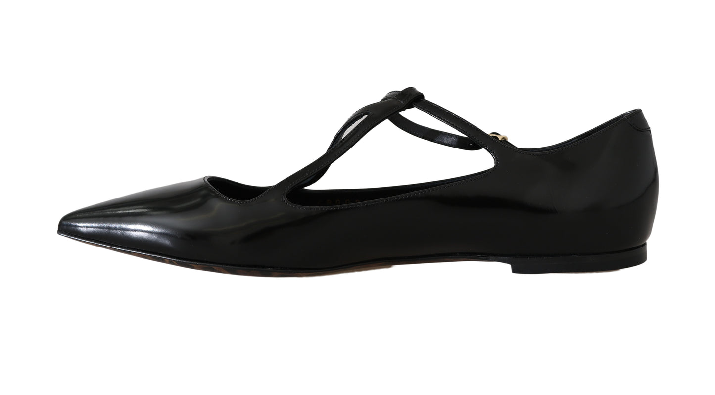 Elegant Black Leather Ballet Flats