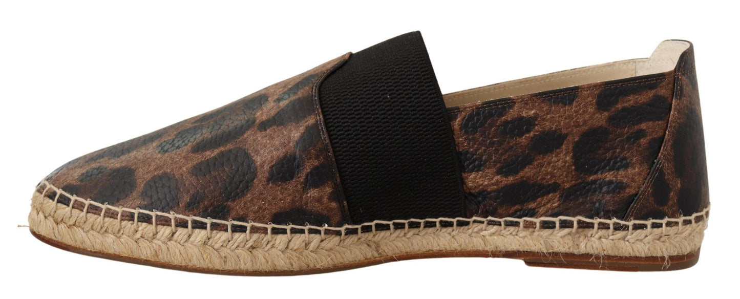 Elegant Leopard Espadrilles with Braided Sole