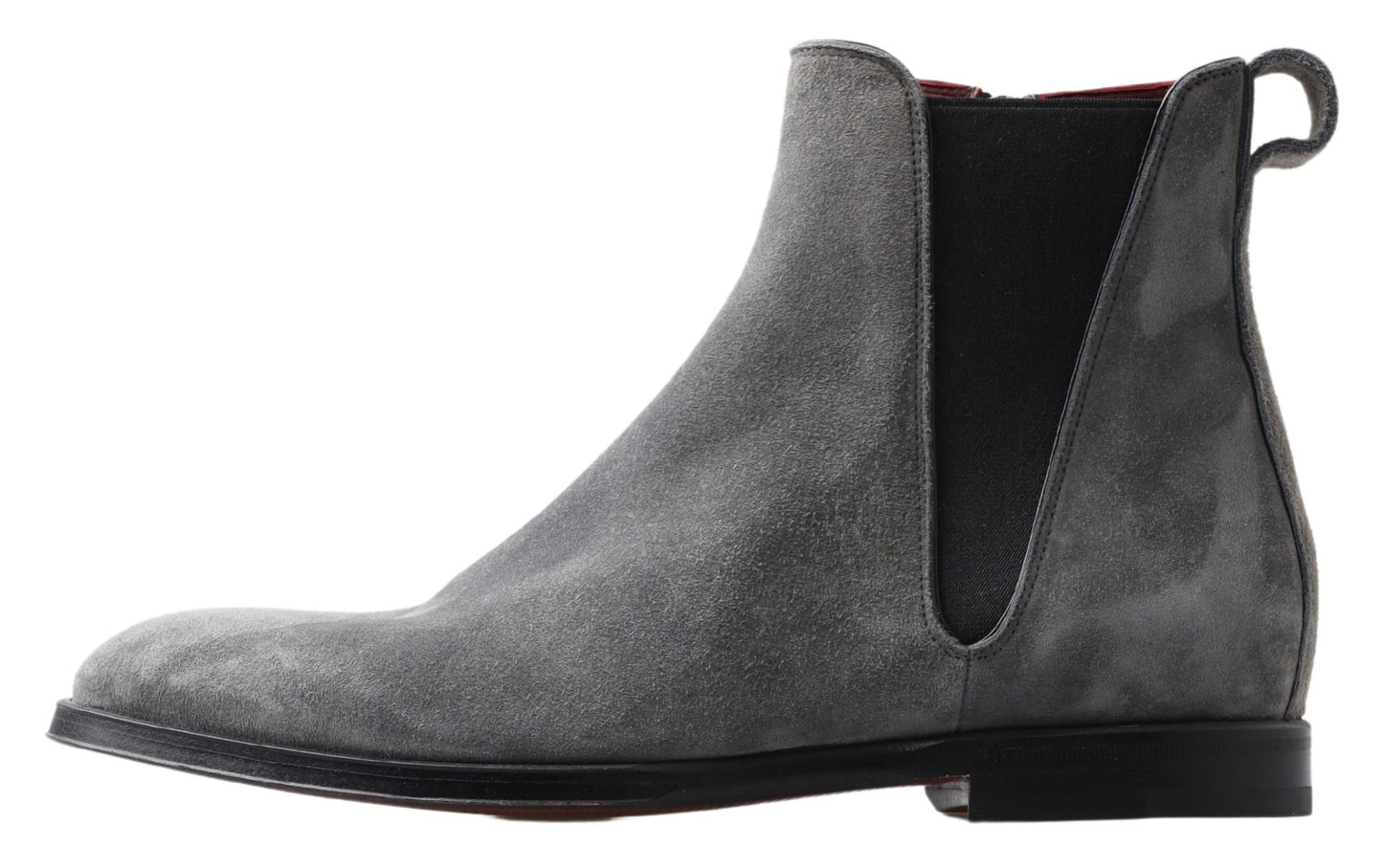 Elegant Gray Chelsea Leather Boots