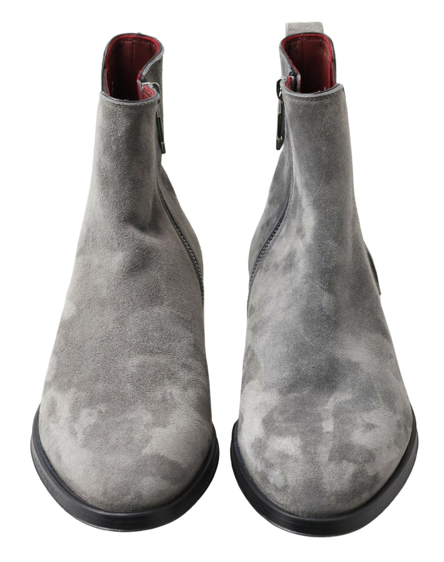 Elegant Gray Chelsea Leather Boots