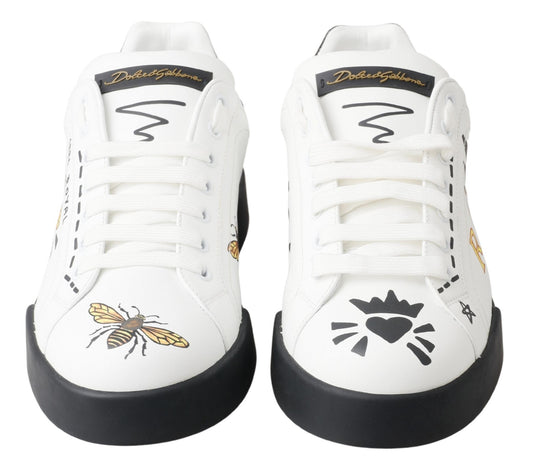 White Bee King Portofino Leather Sneakers Shoes
